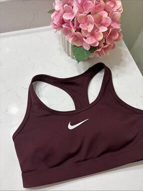 Nike Maroon Racerback Sports Bra with White Swoosh